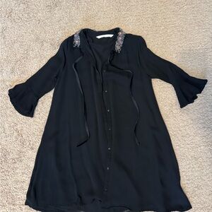 Zara Black Dress with Colorful Embroidery